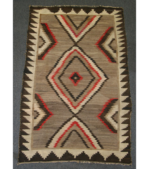 Navajo woven wool rug with central