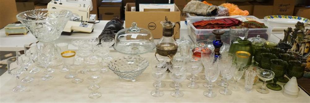 GROUP WITH ASSORTED BARWARE, PUNCH BOWLS,