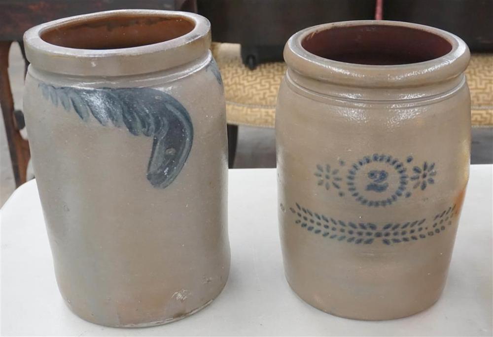 TWO BLUE DECORATED GLAZED STONEWARE 329c30