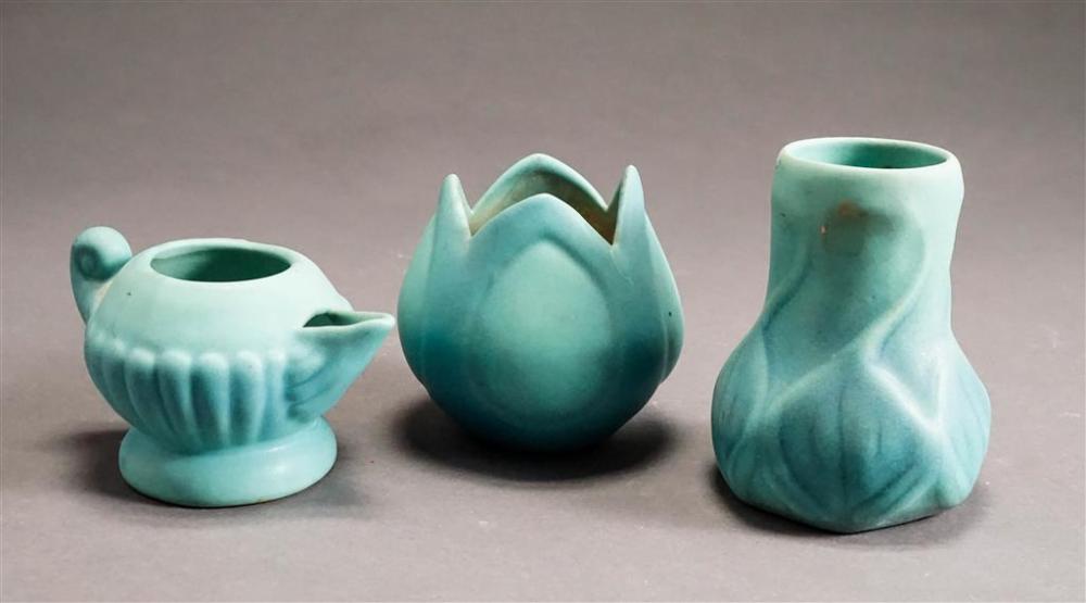 THREE VAN BRIGGLE GLAZED POTTERY 329c5c