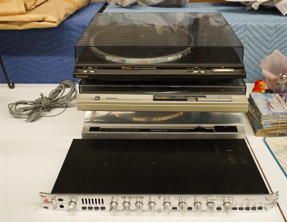 TWO TECHNICS AND JVC TURNTABLES AND