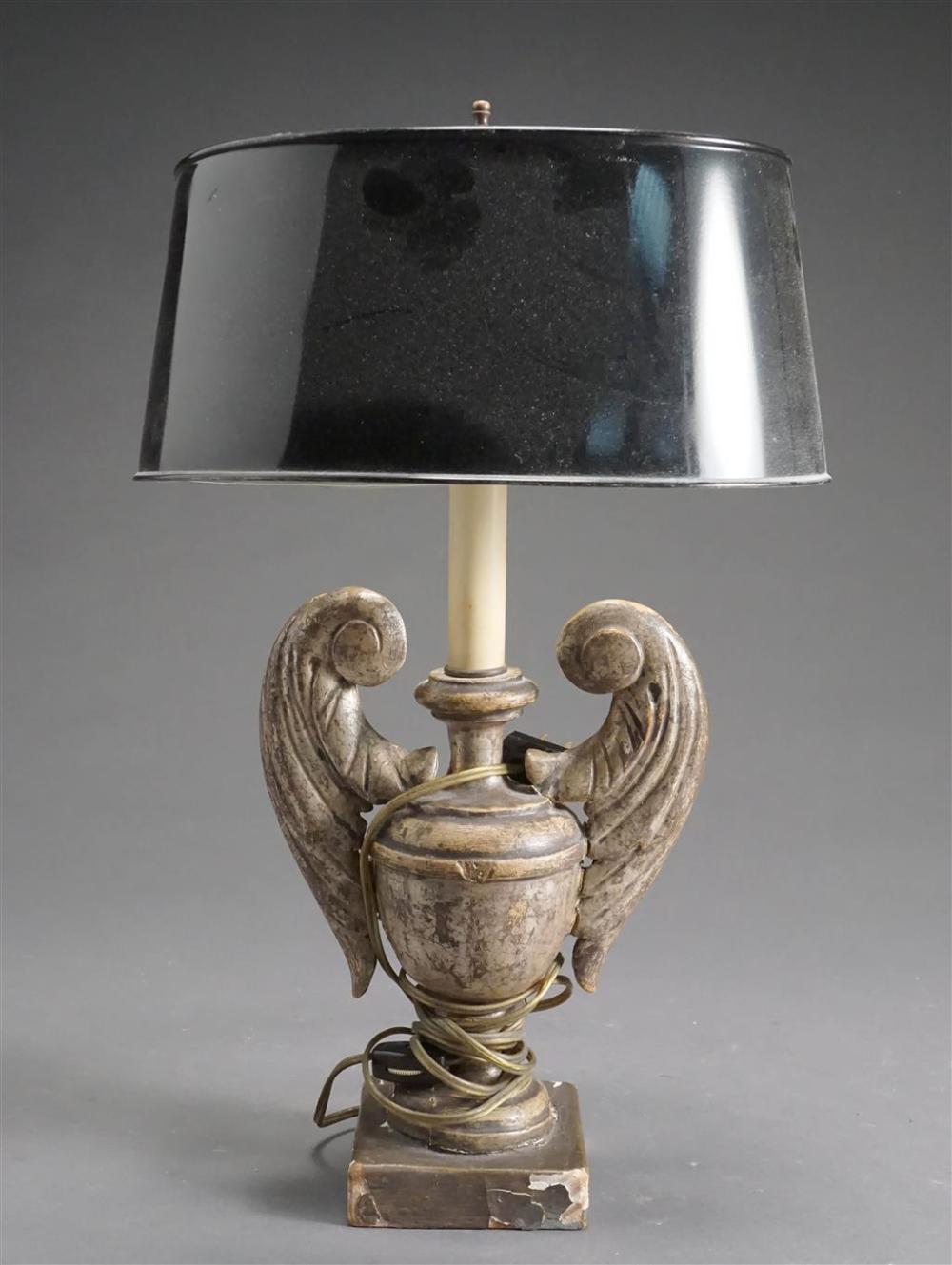 SILVER PAINTED GESSO TABLE LAMP