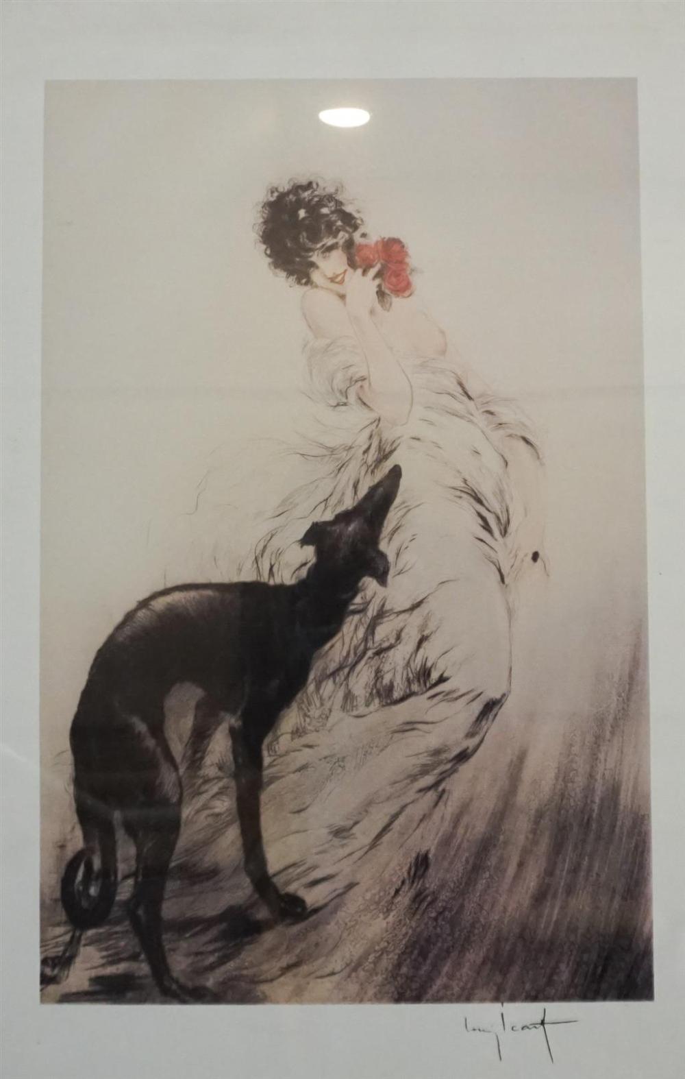 AFTER LOUIS ICART WOMAN WITH DOG  329ccd