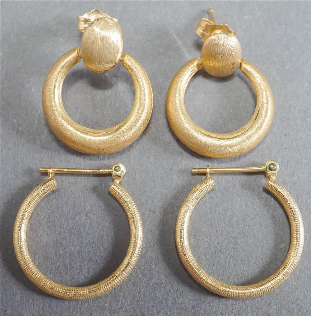 TWO PAIRS OF 14 KARAT YELLOW GOLD 329d6f