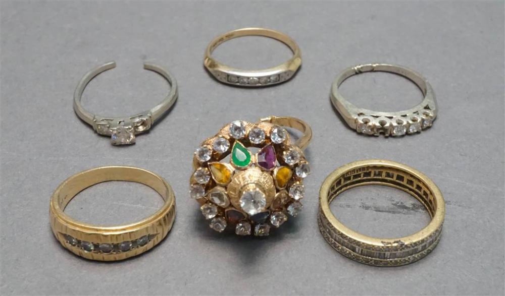 SIX 14 KARAT GOLD AND STONE MOUNTED 329d87