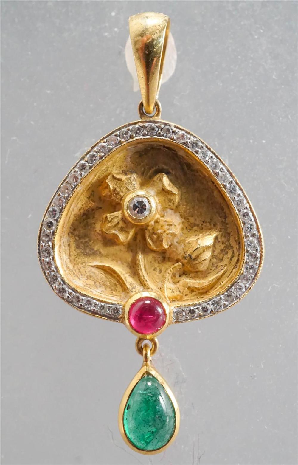 18 KARAT YELLOW GOLD RUBY EMERALD 329d80