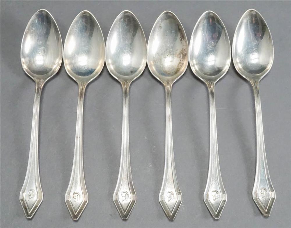 SET OF SIX GORHAM STERLING SILVER TEASPOONS,