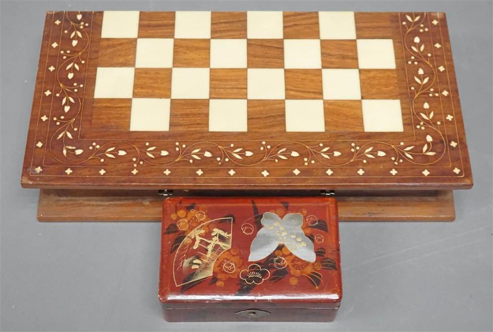 INDIAN INLAID CHESSBOARD AND A