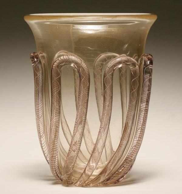 Archimede Seguso applied glass vase,