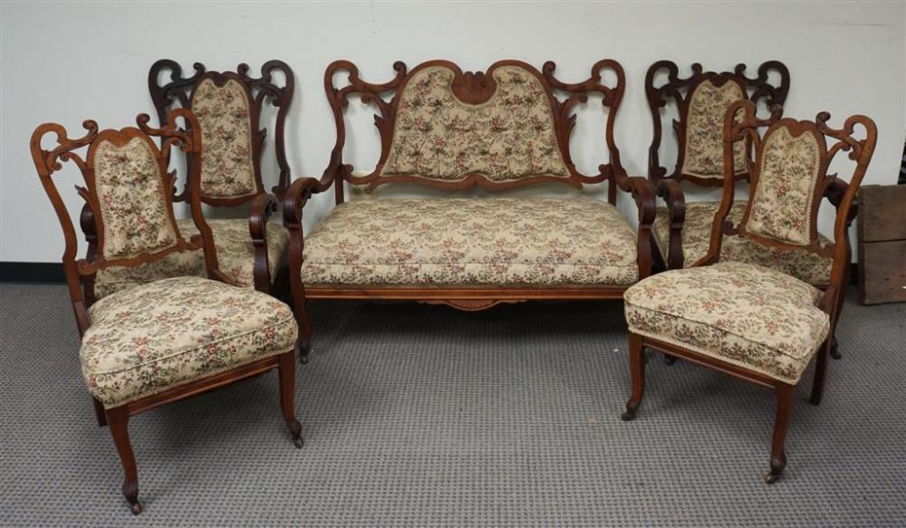 EDWARDIAN WALNUT FIVE-PIECE PARLOR