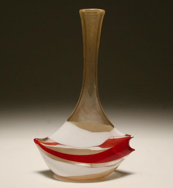 AVEM Fasce Lattimo e Rosso glass vase,