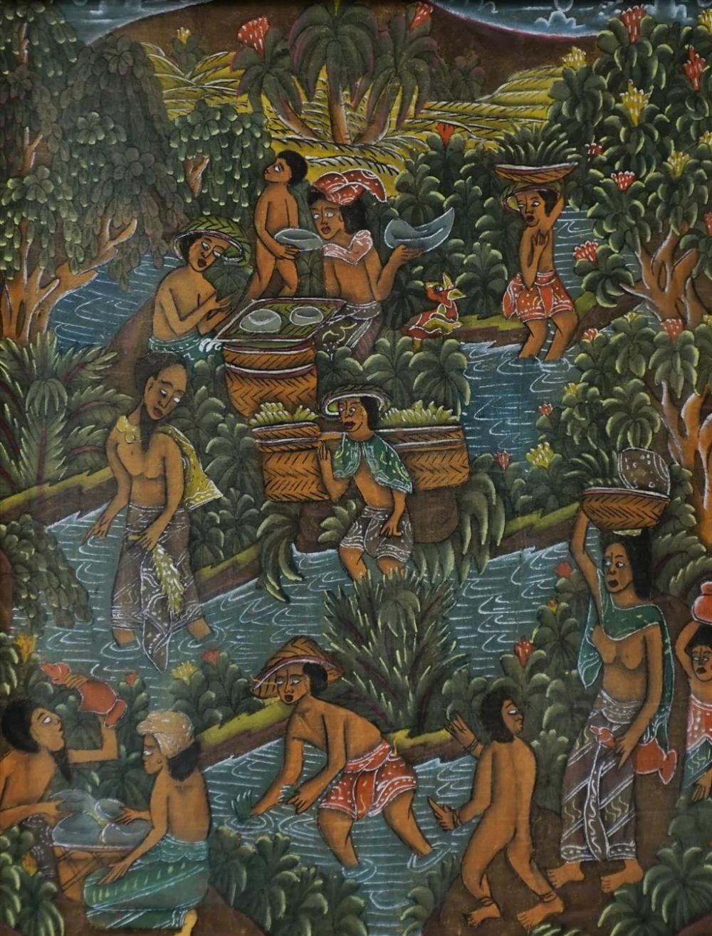 BALINESE PAINTING ON PAPER ON PANEL