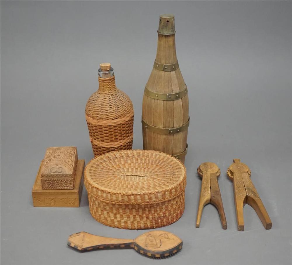 COLLECTION OF WICKER AND CARVED 329e99