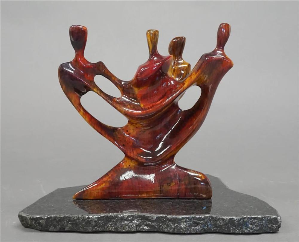 LACQUERED FIGURAL GROUP WITH FAUX 329eb4