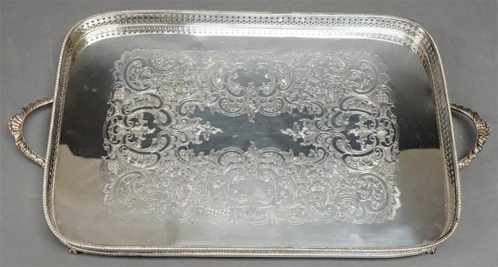 SILVER PLATE TWO-HANDLED TRAY,