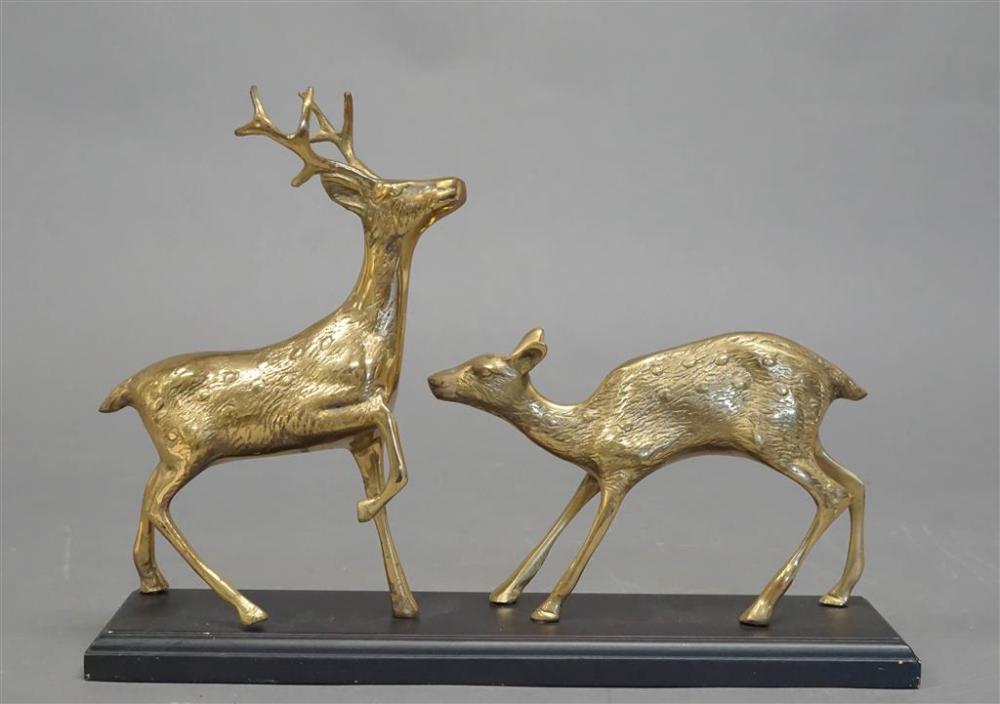 BRASS FIGURAL GROUP OF A DOE AND
