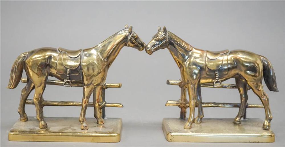 PAIR BRASS HORSE-FORM BOOKENDSPair