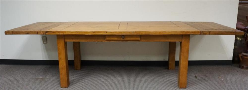 OAK LIBRARY TABLE WITH TWO EXTENSION