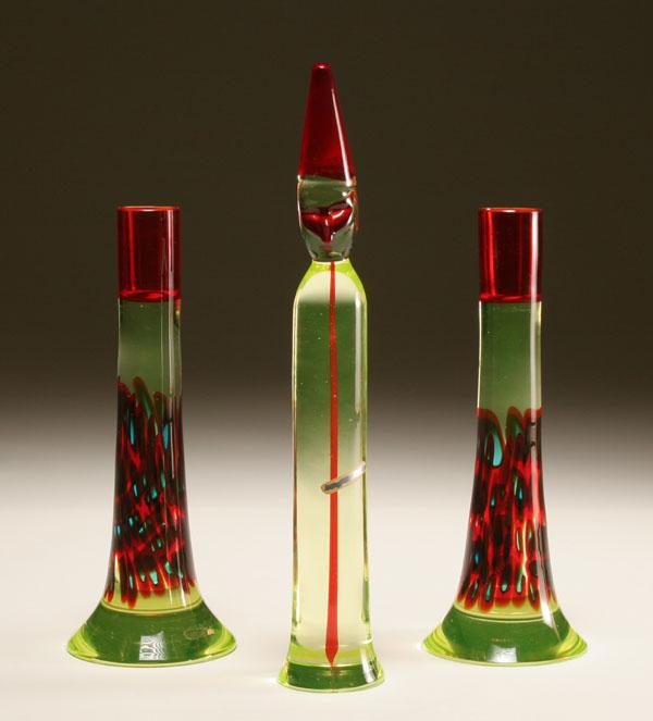 Cenedese Murrina glass clown and candlesticks.