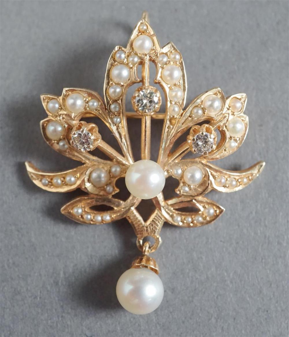 14 KARAT YELLOW GOLD PEARL AND 329f23