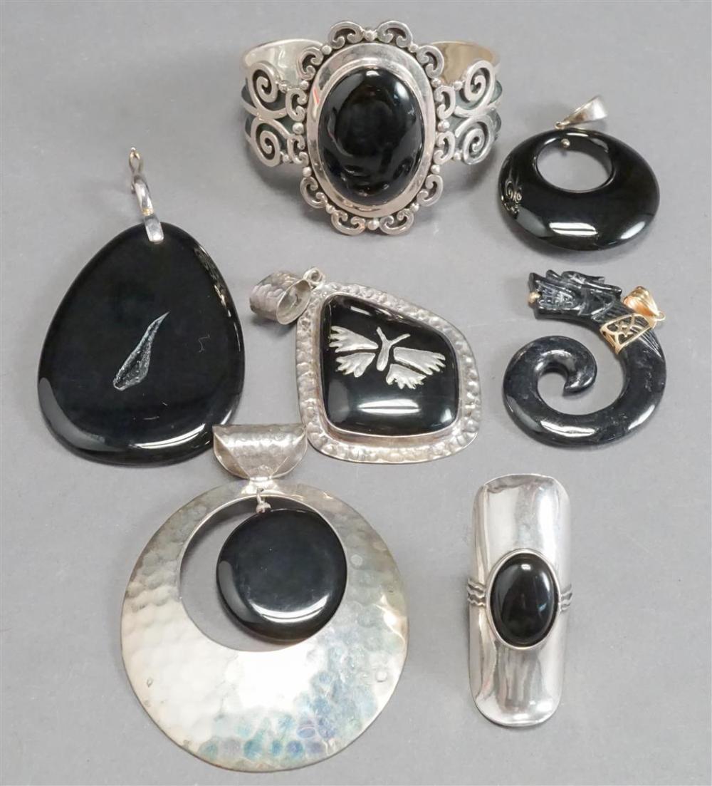 STERLING SILVER, ONYX AND ONYX-TYPE