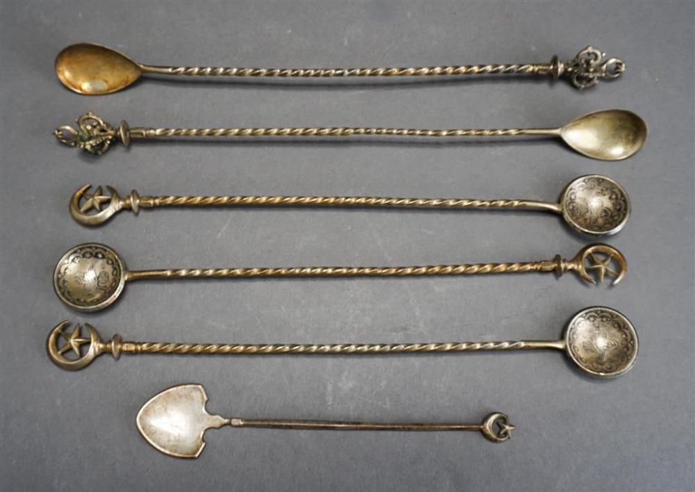 SIX ASSORTED 800-SILVER SPOONS, 8.9