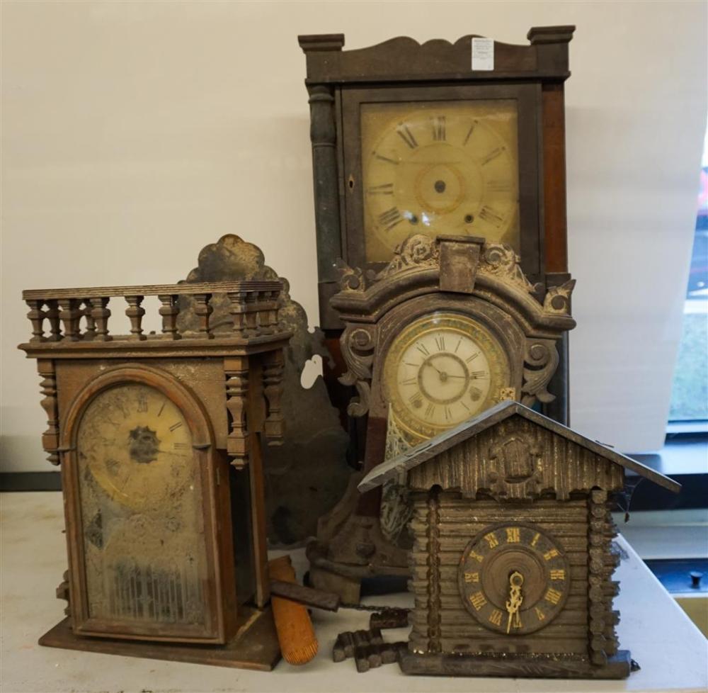 FIVE VICTORIAN SHELF AND WALL CLOCKSFive