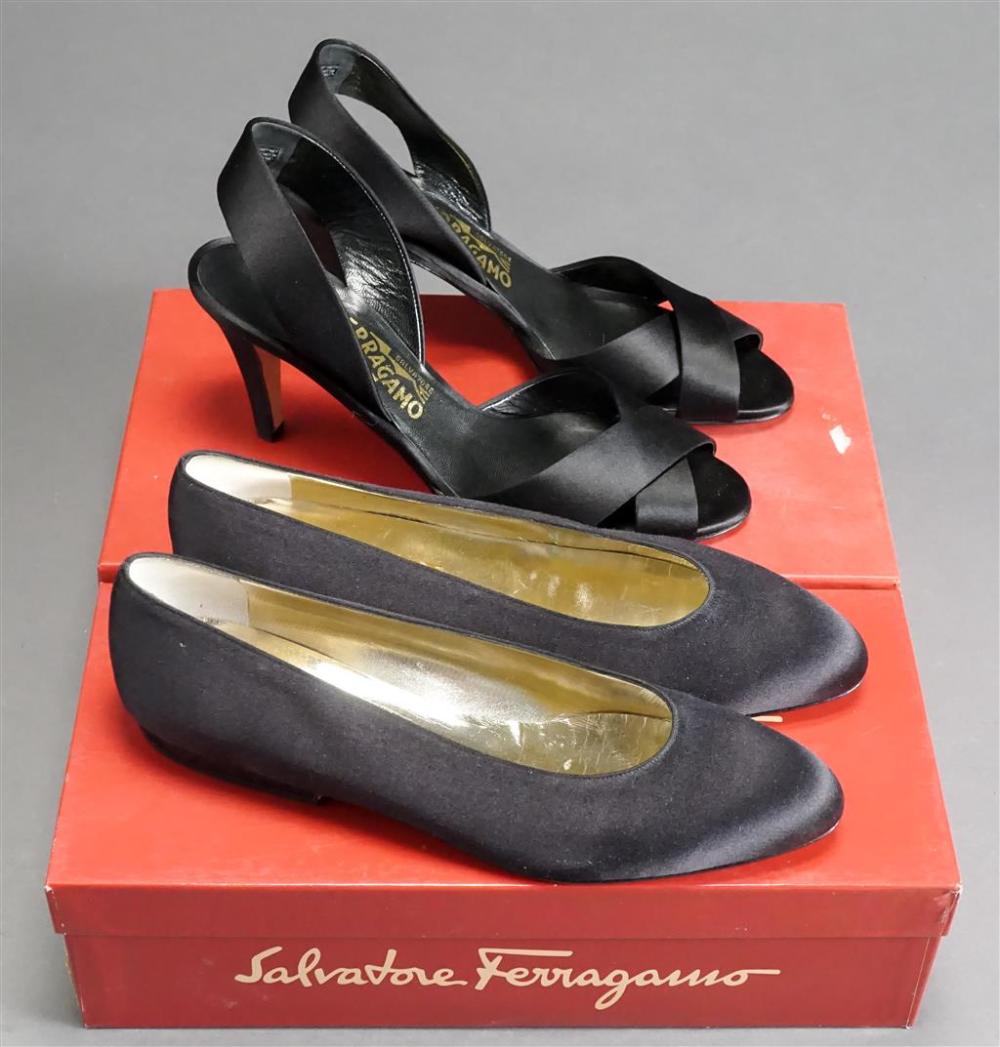 TWO PAIRS SALVATORE FERRAGAMO SATIN