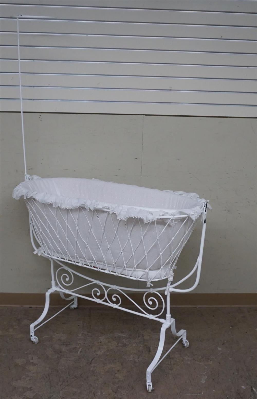 WHITE PAINTED WROUGHT IRON BASSINETWhite 329fee
