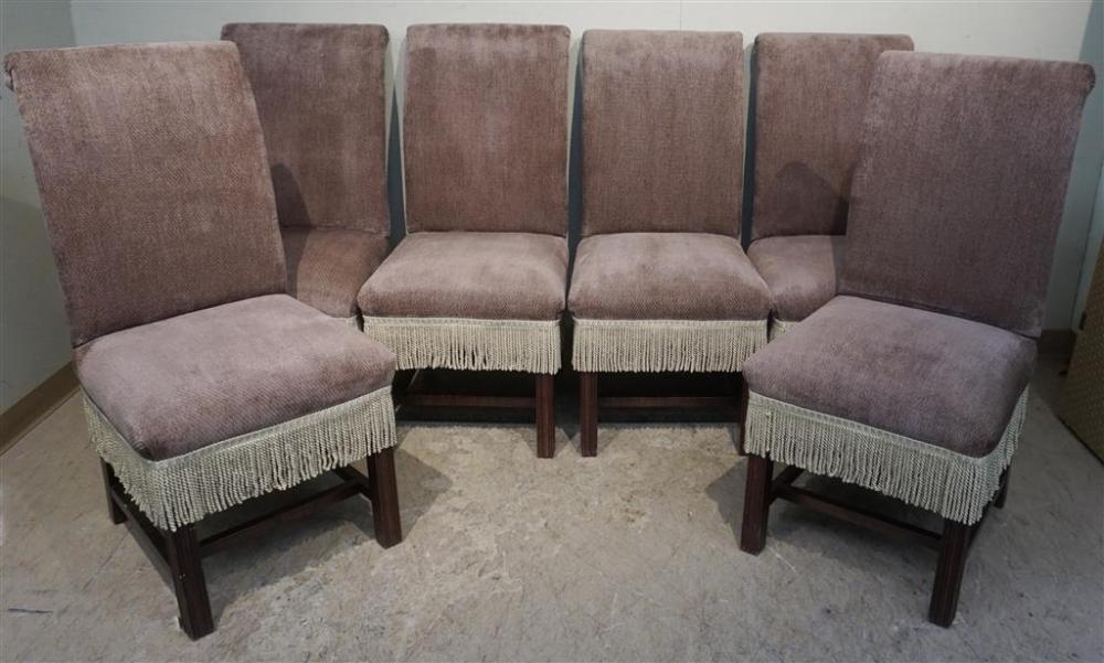 SIX GEORGE III STYLE UPHOLSTERED 32a02a