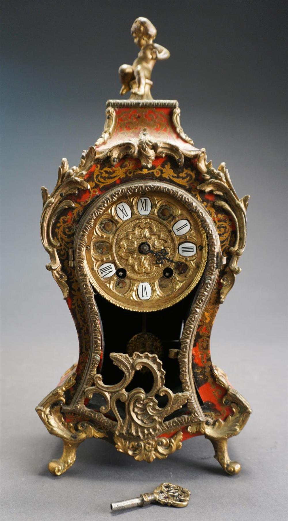 CONTINENTAL GILT DECORATED MANTLE CLOCK,