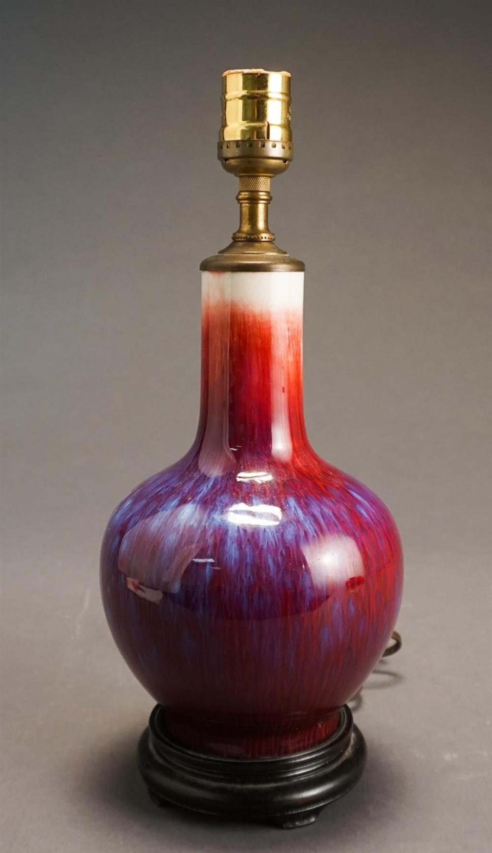 CHINESE FLAMBE GLAZED VASE MOUNTED 32a074