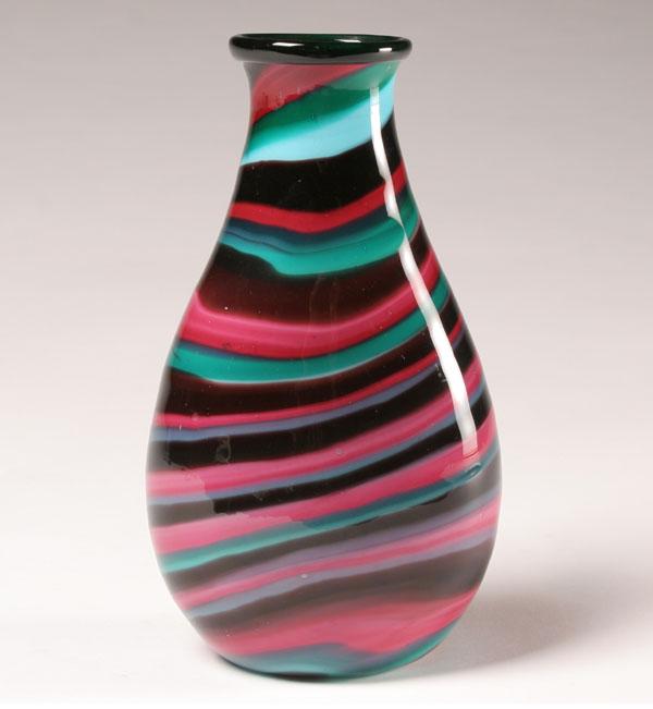 Murano art glass vase. Purple and green