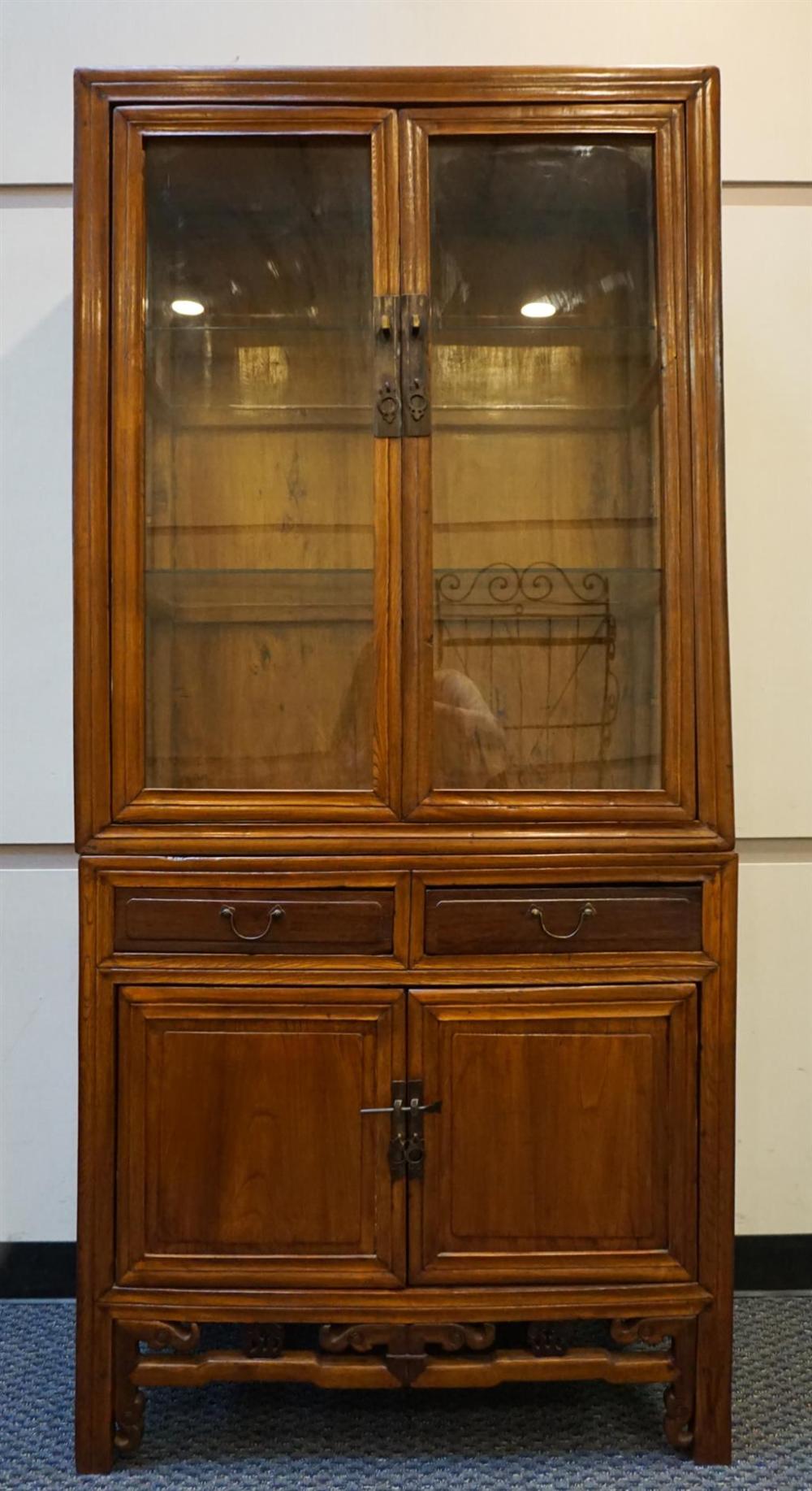 CHINESE ELMWOOD CABINET-ON-STAND,