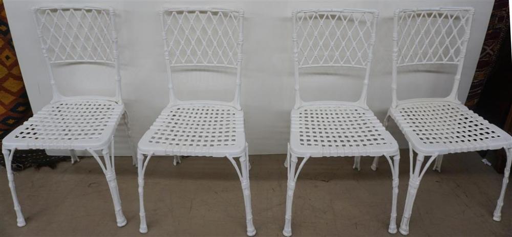 SET WITH FOUR WHITE PAINTED WROUGHT