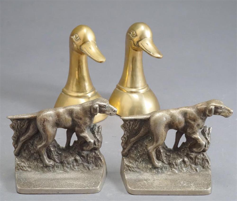 PAIR OF BRASS DUCK-FORM BOOKENDS
