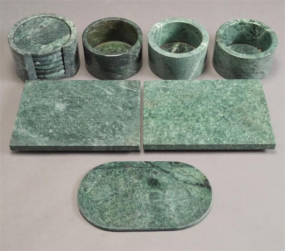 COLLECTION OF GREEN MARBLE COASTERS 32a0b5