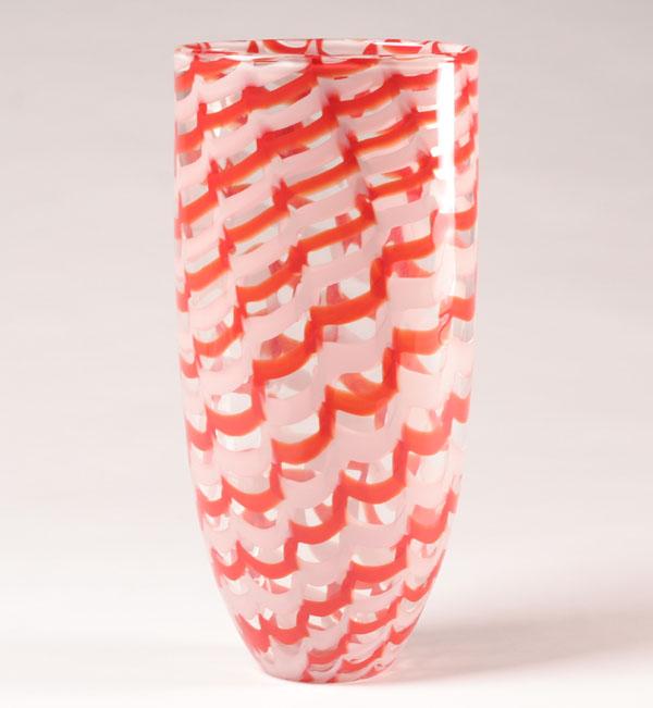 Murano Fenicio art glass vase. Red and