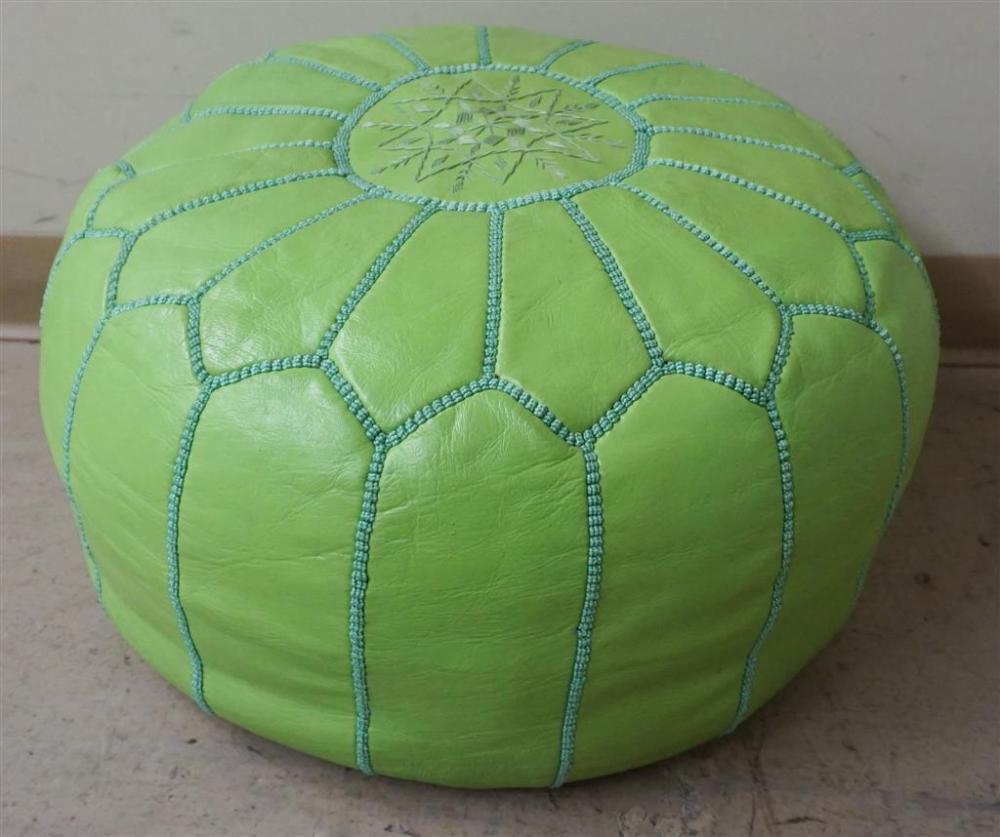 INDIAN GREEN LEATHER UPHOLSTERED