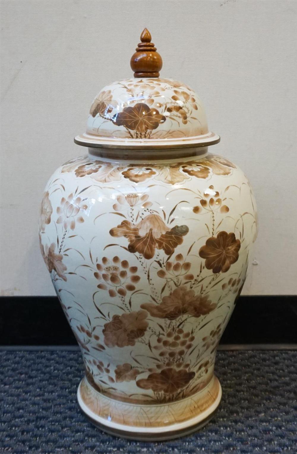 CHINESE SEPIA GLAZED 'LOTUS' COVERED