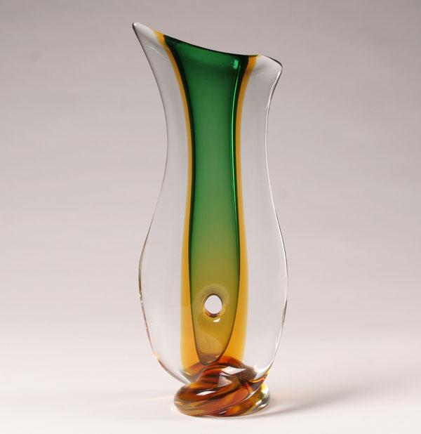 Murano Sommerso vase. Massive green