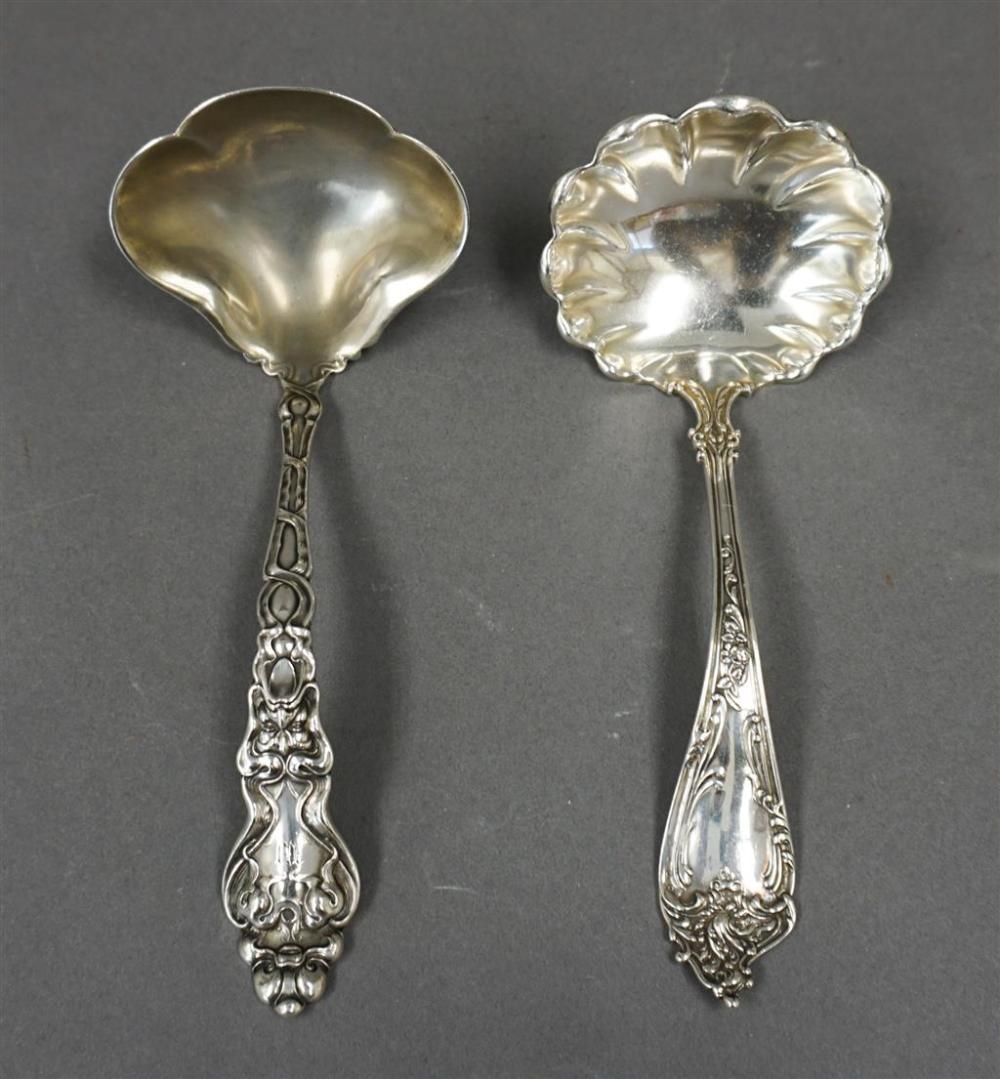 TWO STERLING SILVER SAUCE LADLES,