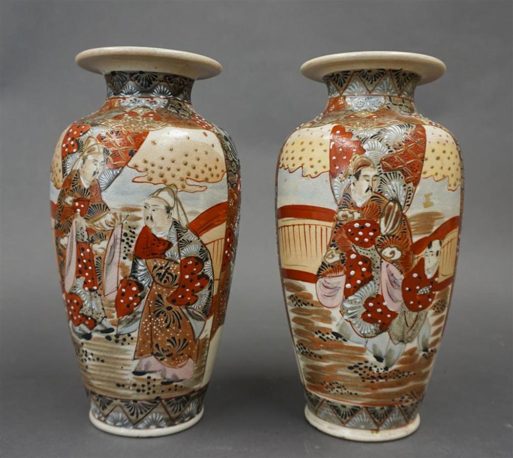 PAIR JAPANESE EARTHENWARE VASES  32a1ad