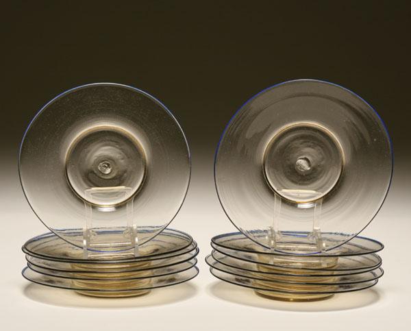 Murano art glass plates. Amber with