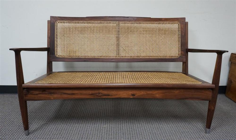 MODERN TEAK CANE BACK SETTEE H  32a1fe