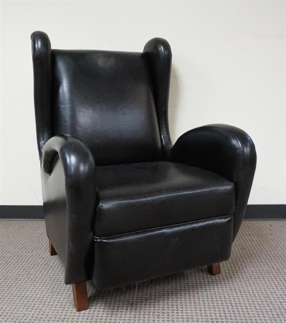 MODERN BLACK LEATHER UPHOLSTERED 32a225