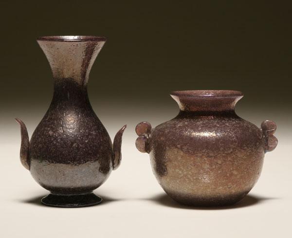 AVEM Pulegoso pair of glass vases. Purple