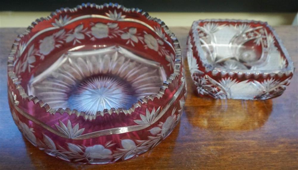 TWO BOHEMIAN RUBY-TO-CLEAR CRYSTAL BOWLS,