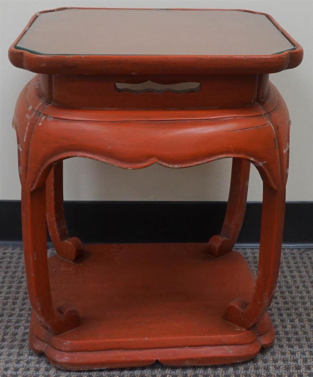 CHINESE RED LACQUER SIDE TABLE  32a251