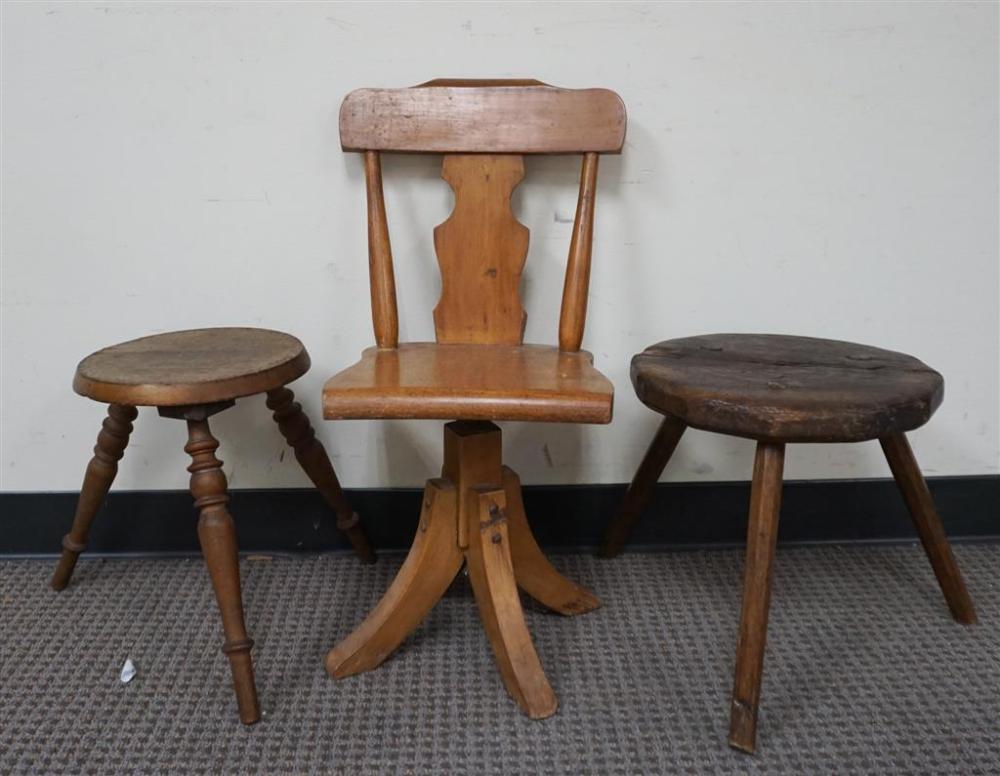 TWO EARLY AMERICAN STOOLS AND YOUTH 32a264